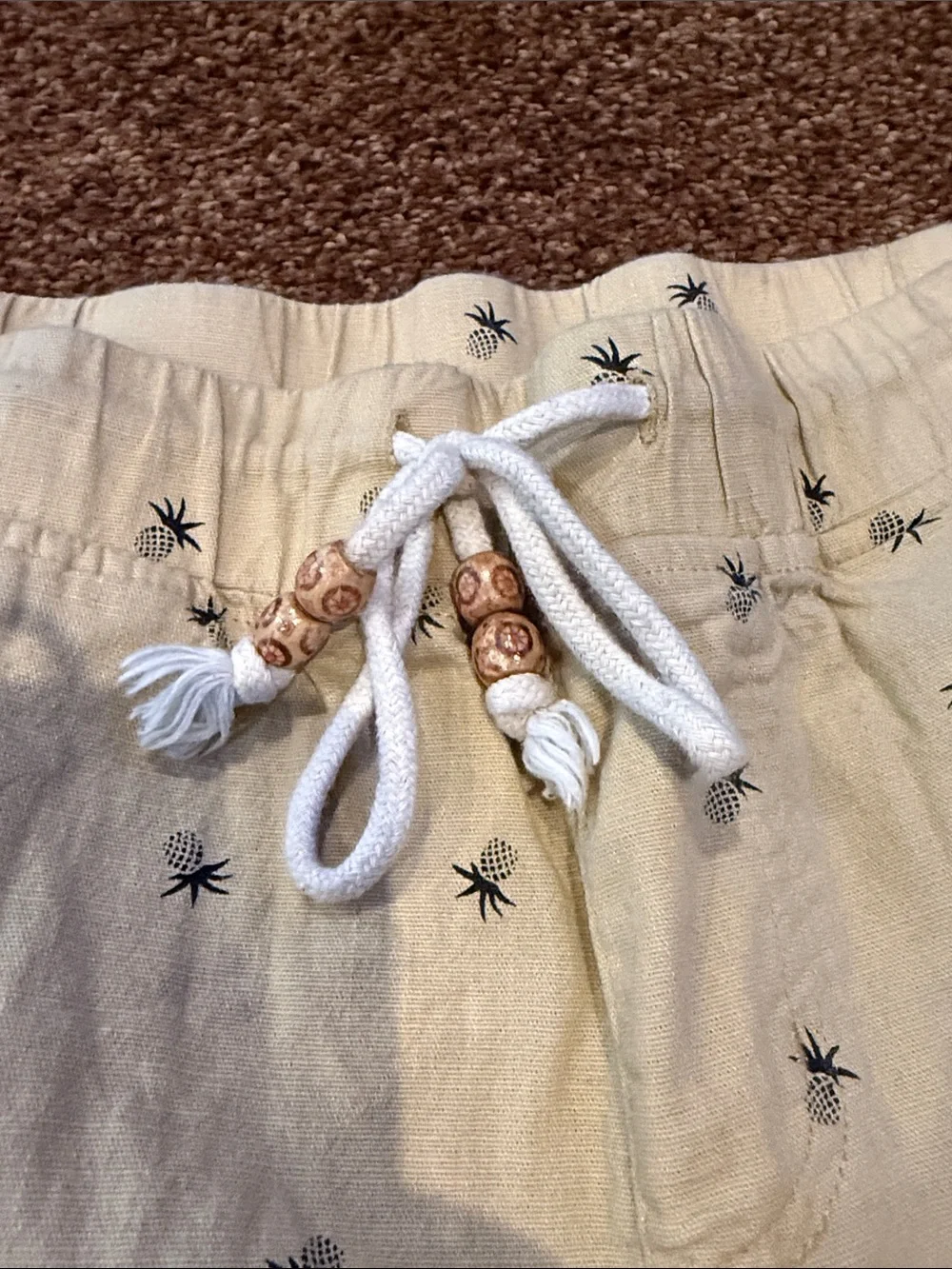 Men's Beige Palm-Print Shorts